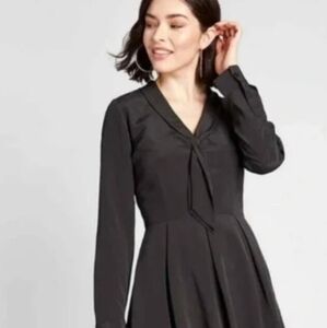 Modcloth Pleasant Confidence Tie Neck Dress in Black Size 10
